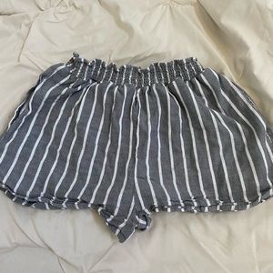 grey striped shorts